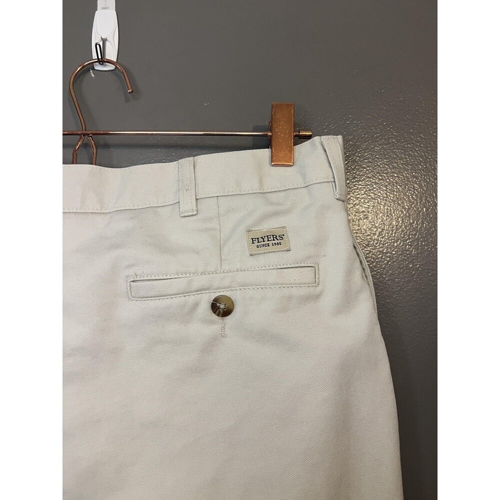 Flyers Chino Pants Mens 36x30 Khaki Pleated Front Cotton Twill Classic Fit - Picture 6 of 9